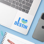 I Love Destin Florida Beach Sticker (Laptop met iPhone)
