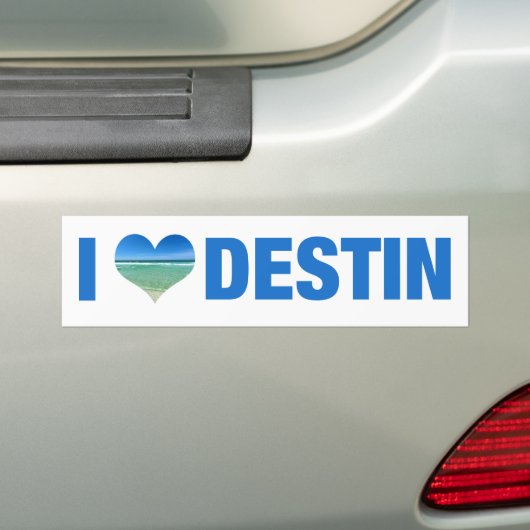 I Love Destin Florida Cute Beach Bumpersticker (Op auto)