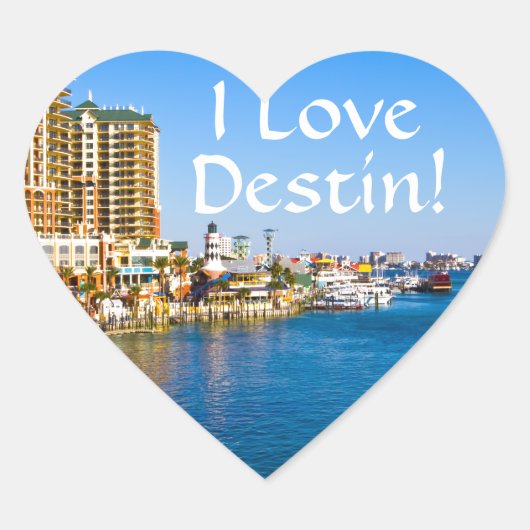 I Love Destin Florida Heart Shaped Stickers (Voorkant)