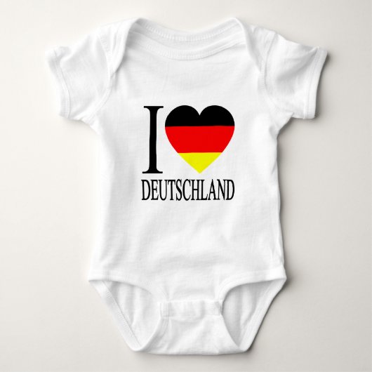 I Love Deutschland Germany German Flag Heart Romper (Voorkant)
