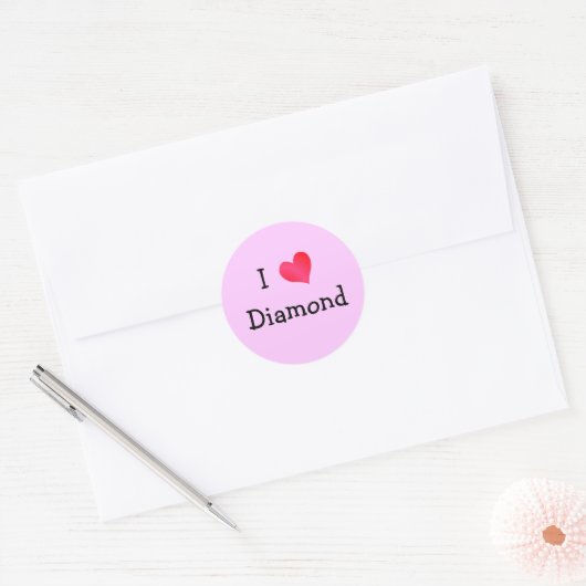 I Love Diamond Ronde Sticker (Envelop)