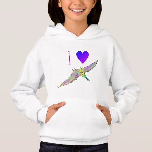 I Love Dinosaur Cute Colorful Flying Pterodactyl (Voorkant)