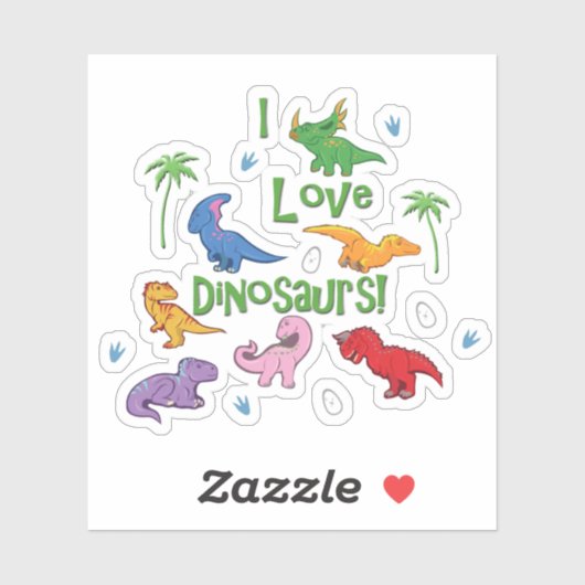 I Love Dinosaurs (Cute) Sticker (Vel)