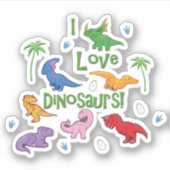I Love Dinosaurs (Cute) Sticker (Voorkant)
