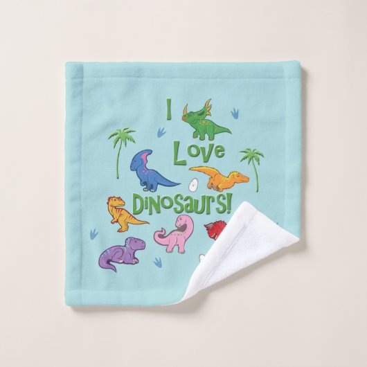 I Love Dinosaurs (Cute) Washandje (Wasdoekje)