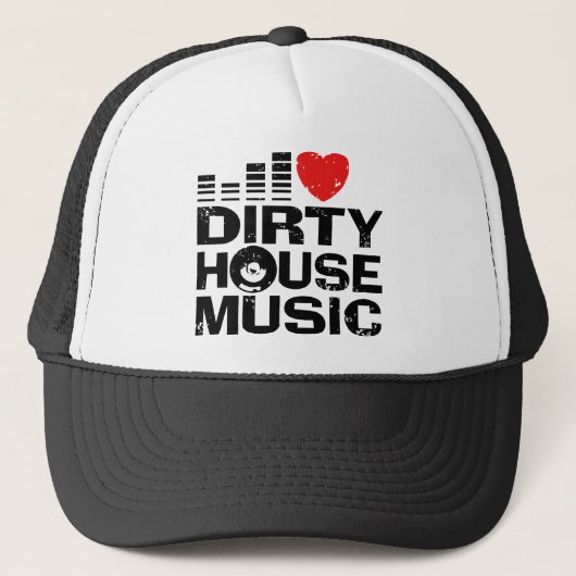 I Love Dirty House Music Trucker Pet (Voorkant)