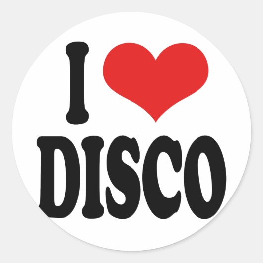 I Love Disco Ronde Sticker (Voorkant)