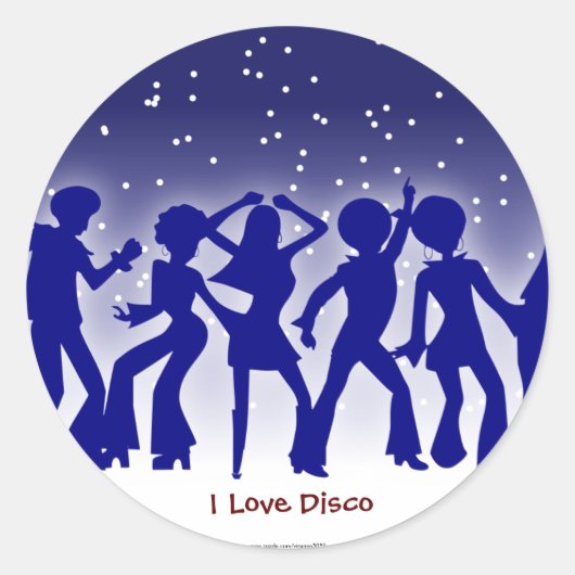 I Love Disco Ronde Sticker (Voorkant)
