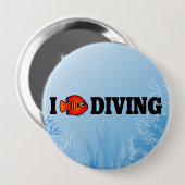I Love Diving Ronde Button 4,0 Cm (Voorkant /achterkant)