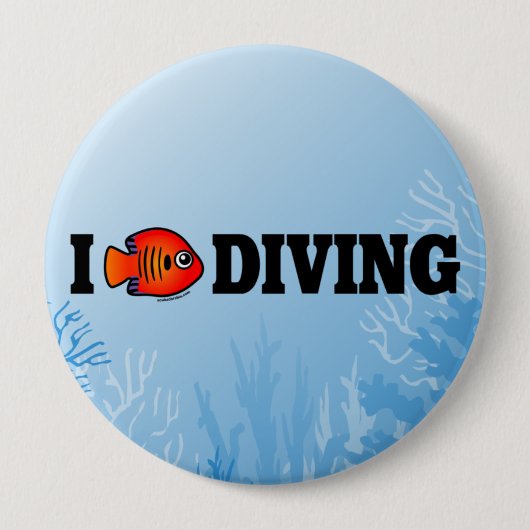 I Love Diving Ronde Button 4,0 Cm (Voorkant)