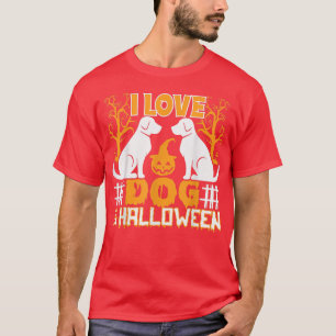 I Love Dog & Halloween Haunted Trees Pumpkin Costu T-shirt