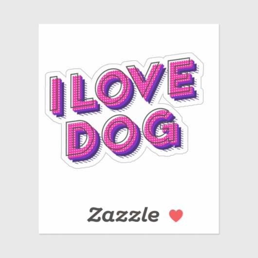 I Love Dog Sticker (Vel)