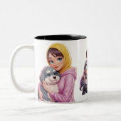 I love dog tweekleurige koffiemok (Links)