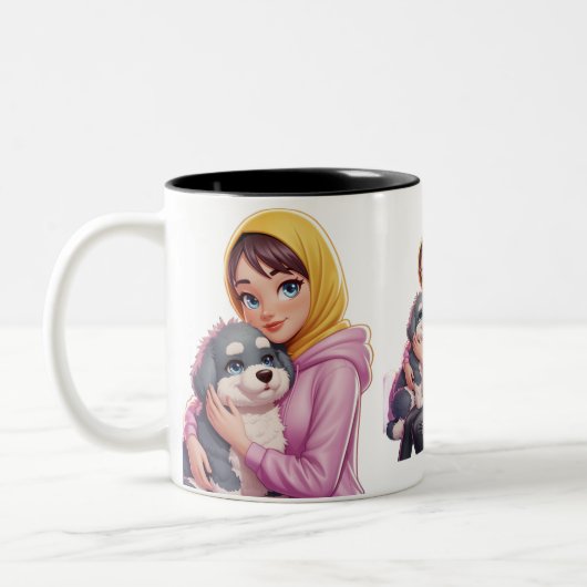 I love dog tweekleurige koffiemok (Links)