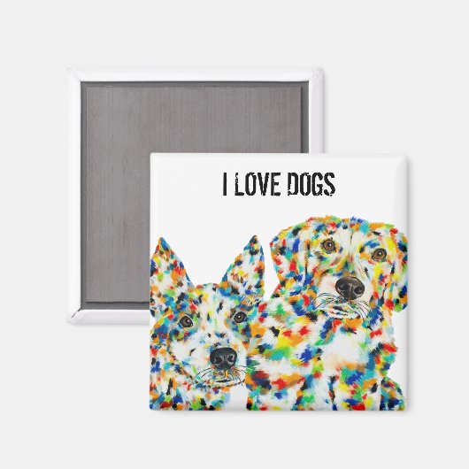 I Love Dogs Art Magnet (Voorkant / Achterkant)