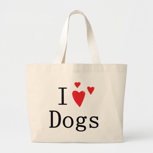 I Love Dogs Grote Tote Bag (Voorkant)