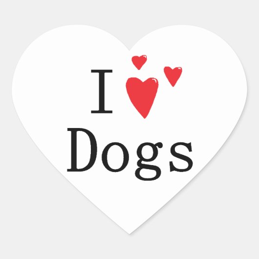 I Love Dogs Hart Sticker (Voorkant)