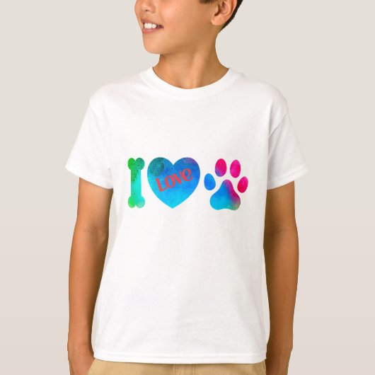 "I Love Dogs" Kinder en Jeugd T Shirt, T-shirt (Voorkant)