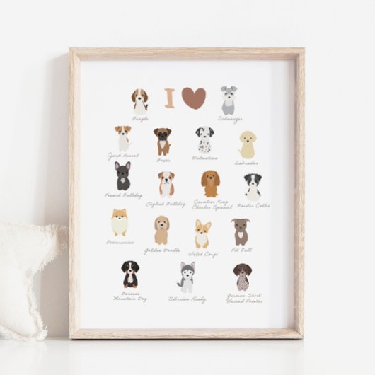 I Love Dogs Kinder kamer & kwekerij Decor Poster