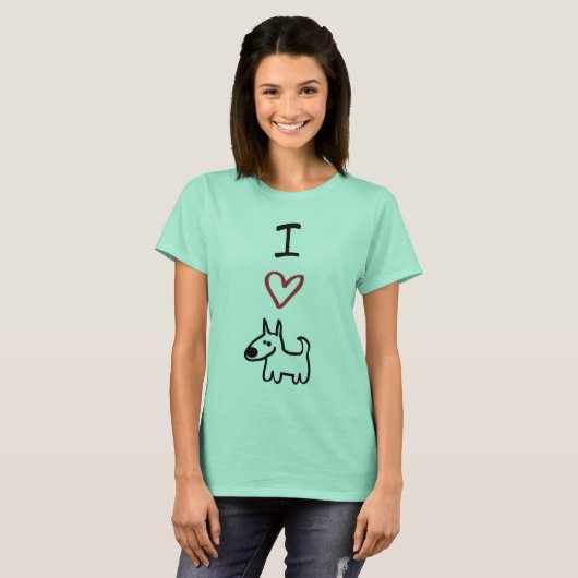 "I Love Dogs" Ringer T-shirt (Voorkant volledig)