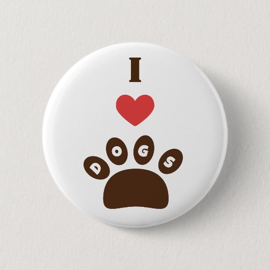 I Love Dogs Ronde Button 5,7 Cm (Voorkant)