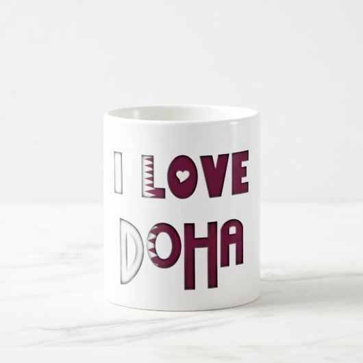 I Love Doha Flag of Qatar Typography Souvenir Koffiemok (Center)