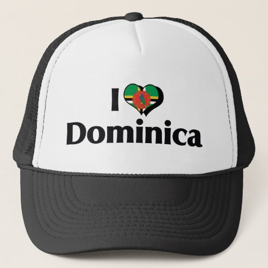 I Love Dominica Flag Trucker Pet (Voorkant)