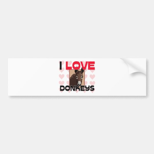 I Love Donkeys Bumpersticker (Voorkant)