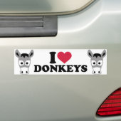 I Love Donkeys Bumpersticker (Op auto)