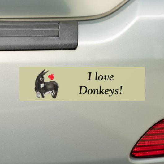 I Love Donkeys Demure Donkey Bumpersticker (Op auto)