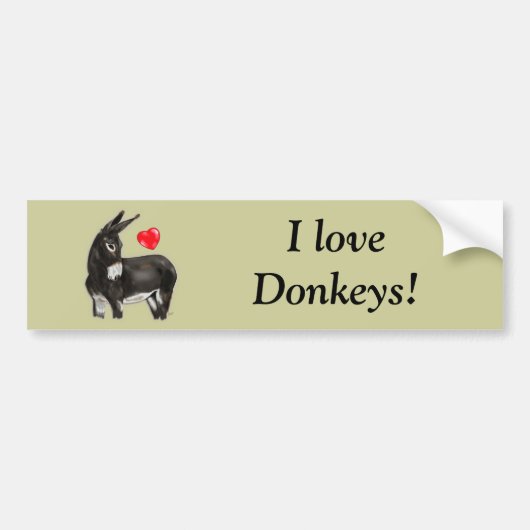 I Love Donkeys Demure Donkey Bumpersticker (Voorkant)