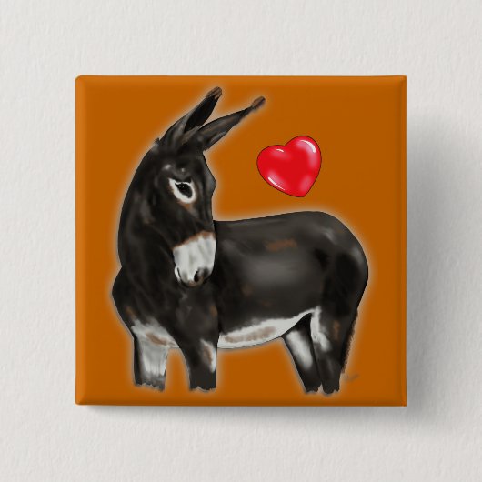 I Love Donkeys Demure Donkey Vierkante Button 5,1 Cm (Voorkant)