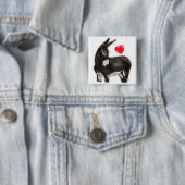 I Love Donkeys Demure Donkey Vierkante Button 5,1 Cm (In situ)