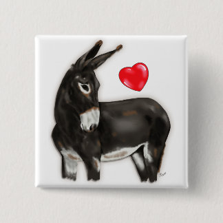 I Love Donkeys Demure Donkey Vierkante Button 5,1 Cm