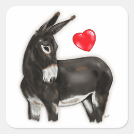 I Love Donkeys Demure Donkey Vierkante Sticker
