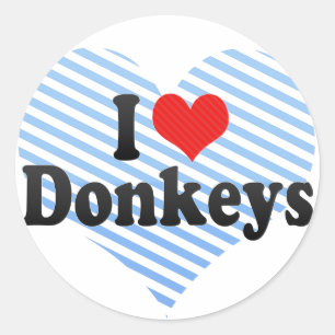 I Love Donkeys Ronde Sticker