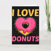I Love Donuts Heart Shaped Funny Doughnut Lover  Kaart (Voorkant)