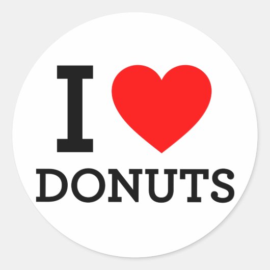 I Love Donuts Ronde Sticker (Voorkant)