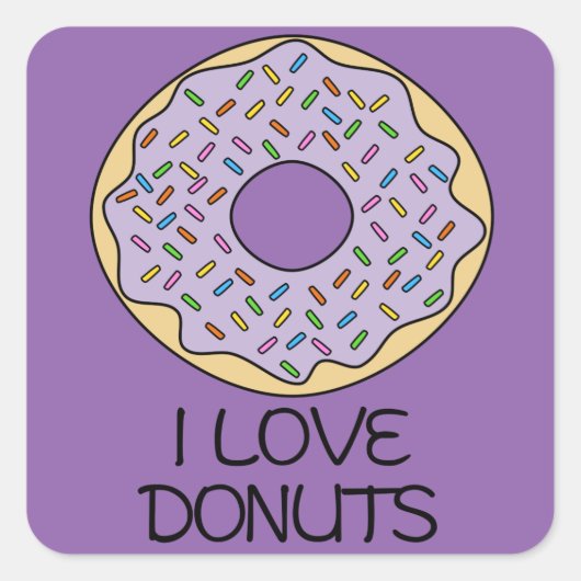 I Love Donuts Vierkante Sticker (Voorkant)