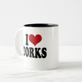 I Love dorks Tweekleurige Koffiemok (Voorkant links)