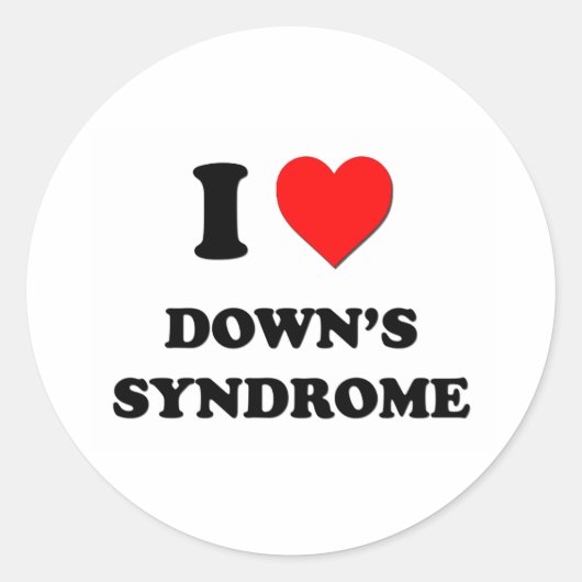 I Love Down's Syndrome Ronde Sticker (Voorkant)