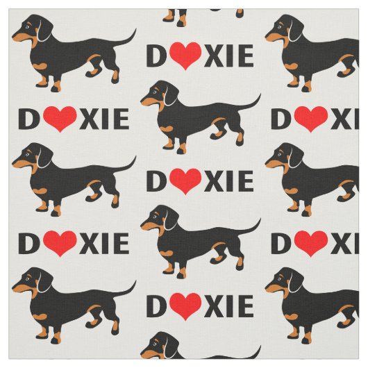 I Love Doxies - Dachshund Pattern Stof (Swatch)