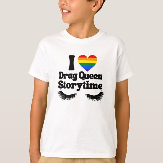 I Love Drag Queen Storytime Rainbow Heart T-Shirt (Voorkant)