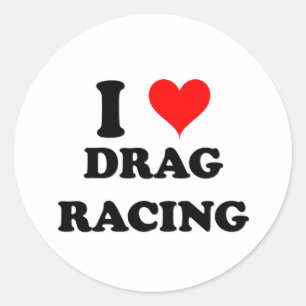 I Love Drag Racing Ronde Sticker
