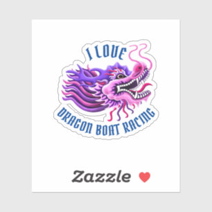 I Love Dragon Boat Racing Pink & Paarse Logo Sticker