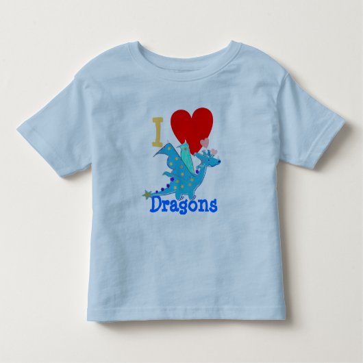 I Love Dragons Blue Dragon Cartoon Kinder Shirts (Voorkant)