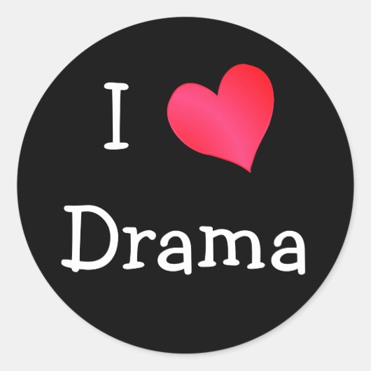 I Love Drama Ronde Sticker (Voorkant)