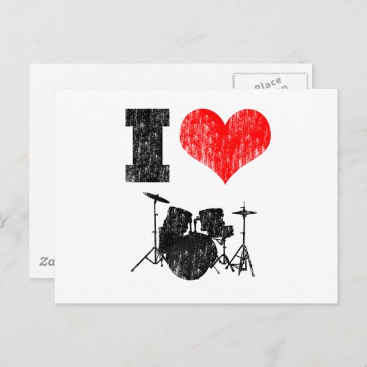 I Love Drums Briefkaart (Voorkant / Achterkant)