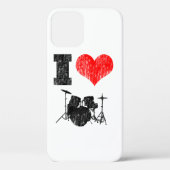 I Love Drums Distress Case-Mate iPhone Case (Achterkant)