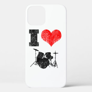 I Love Drums Distress Case-Mate iPhone Case